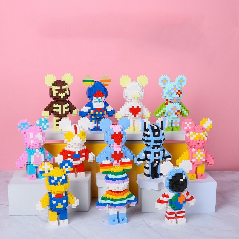 Lắp Ghép Bearbrick 16cm Cực Kì Cao Cấp Với Chất liệu Nhựa An Toàn Và Kết Nối Khớp Nhau Hiện Đại