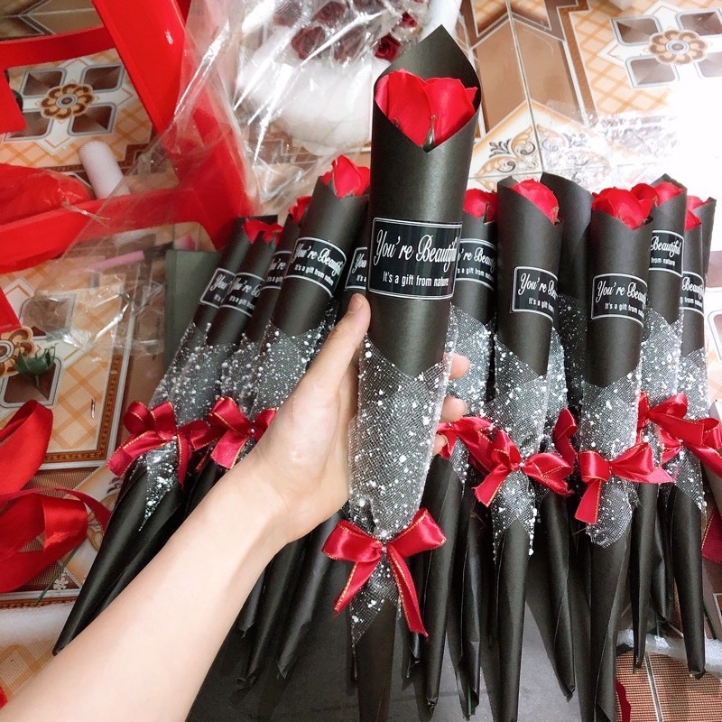 Bó Hoa Hồng Sáp 1 Bông Đơn Giản Tinh Tế