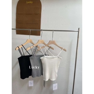 Áo len 2s bún kèm dây chéo croptop 3 màu freesize Pumi