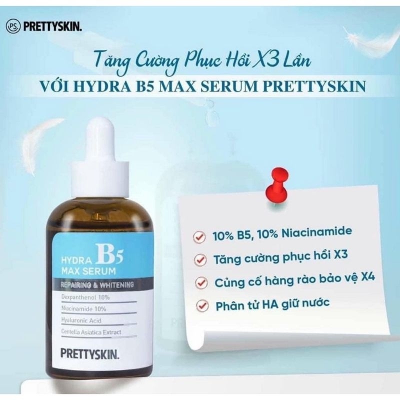 Serum B5 phục hồi, tinh chất dưỡng trắng da Hydra B5 Max Serum Repairing Whitening Prettyskin 50ml | BigBuy360 - bigbuy360.vn
