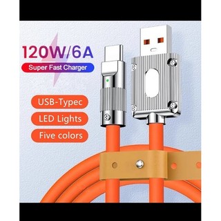 Dây cáp sạc nhanh 6a 120w super fast charger chất liệu silicone led lights