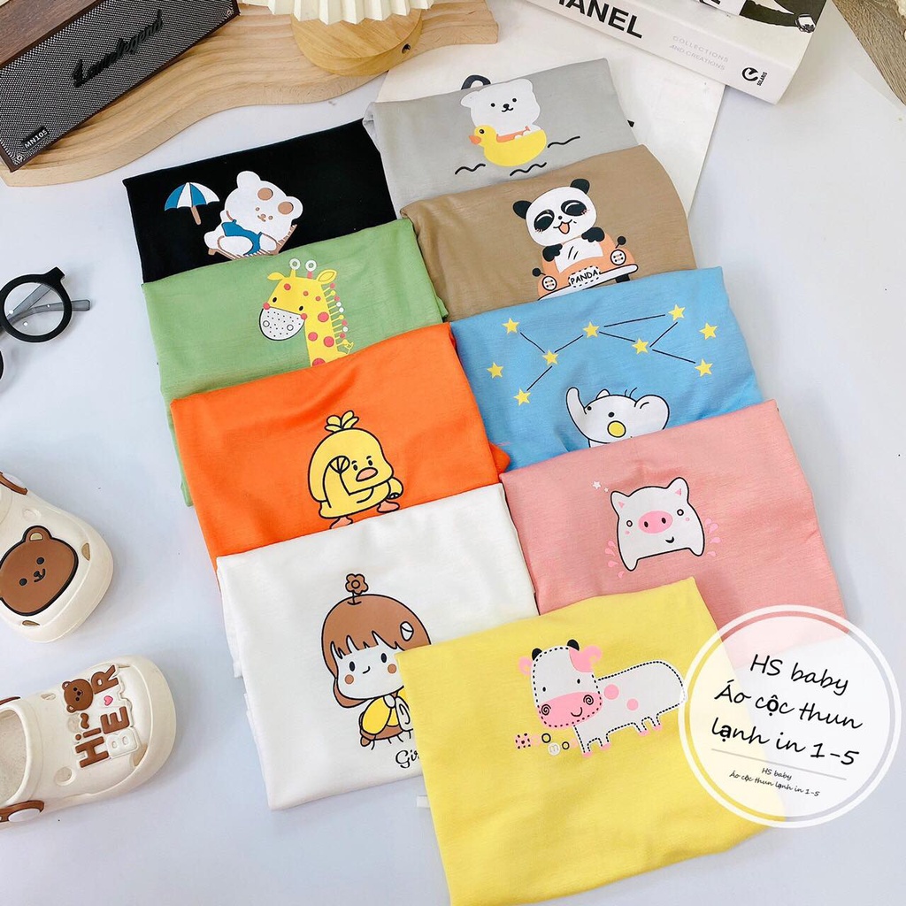 ÁO Cộc Tay Bé Gái, Bé Trai MIMONRI Vải AThun Lạnh Họa Tiết CUTE, Áo Ngắn Tay Cho Bé Mặc Đi Chơi, Đi Học