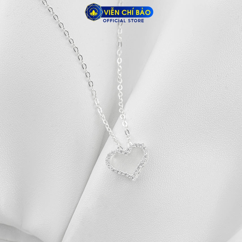Dây chuyền bạc nữ trái tim đính đá chất liệu bạc 925 thời trang phụ kiện trang sức Viễn Chí Bảo D400457