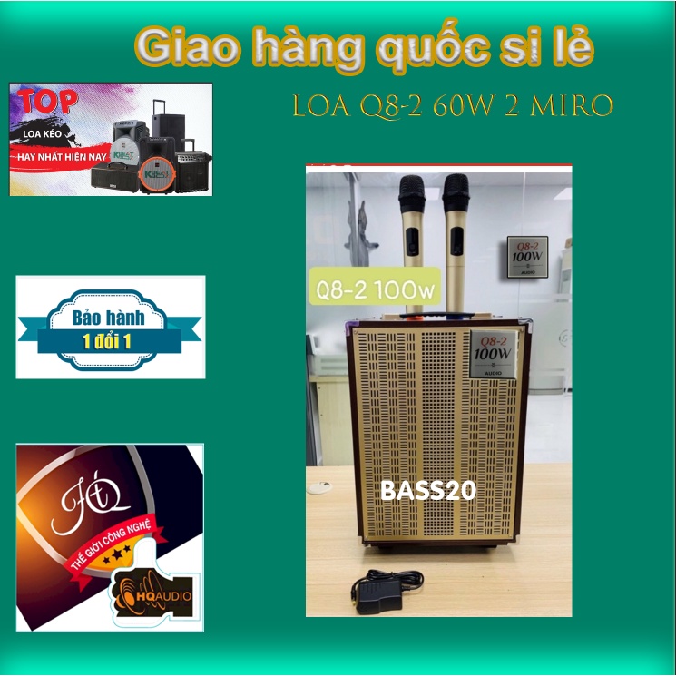 loa kéo q8-2 2 míc uhf xịn Q8-2 mẫu mới 2023 mẩu mới vison 2 100w