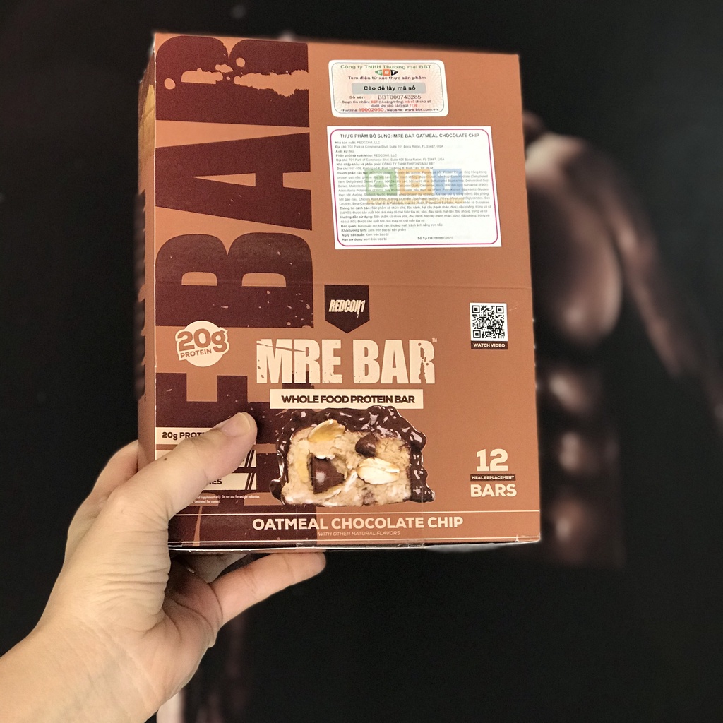 Thanh Protein Redcon1 MRE Bar , Bữa ăn thay thế tiện lợi với 20g protein | Nhập khẩu USA