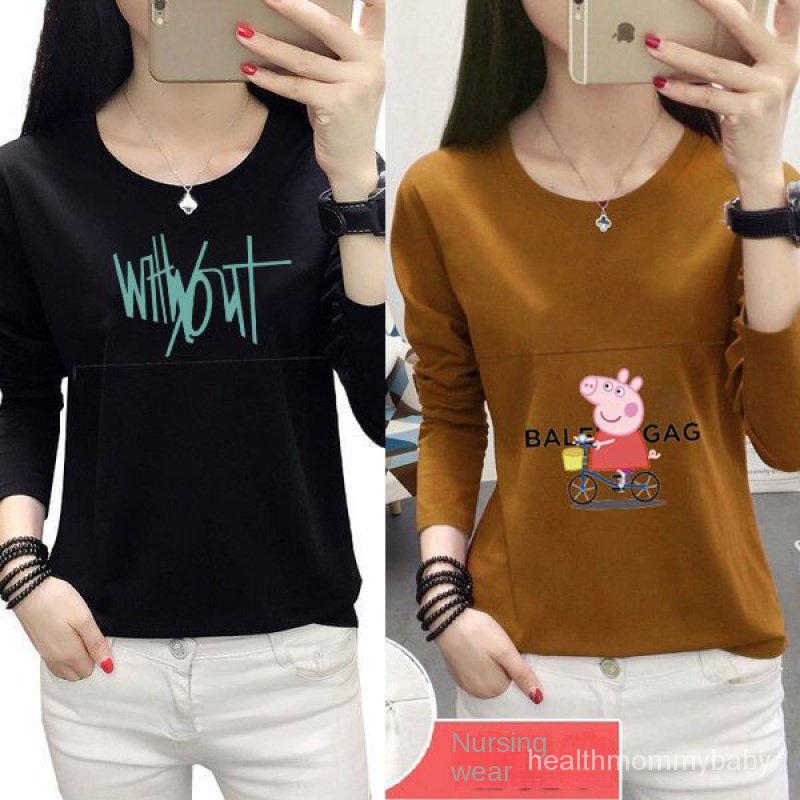 Trang Phục Cho Con Bú 100% Cotton   Đi Chơi Kích Thước Lớn Cơ SởTÁo Sơ Mi  Áo Cho Con Bú Sau Sinh Thời Trang