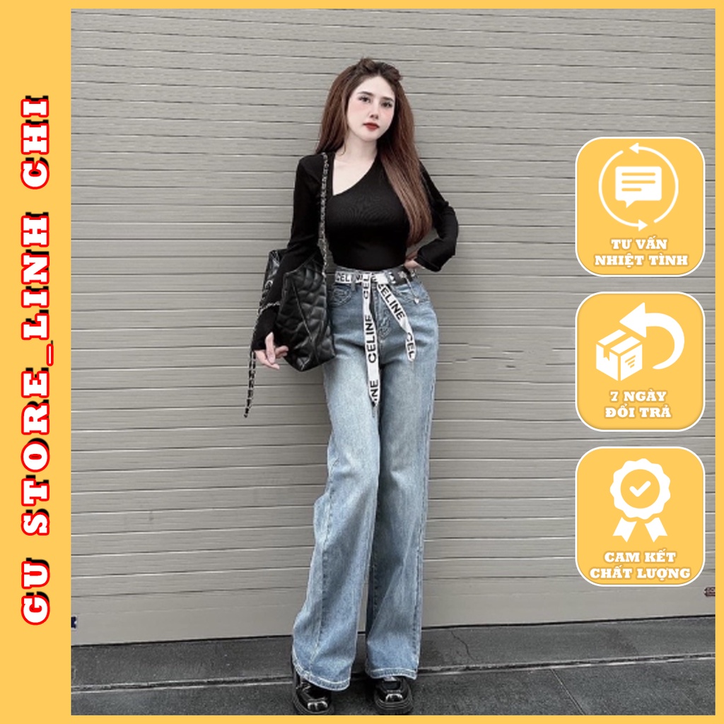 Quần Jean Suông Thời Trang Linh Chi - Quần Jean Dáng Suông Dây Mài Nữ Trẻ Trung Năng Động Size < 60kg