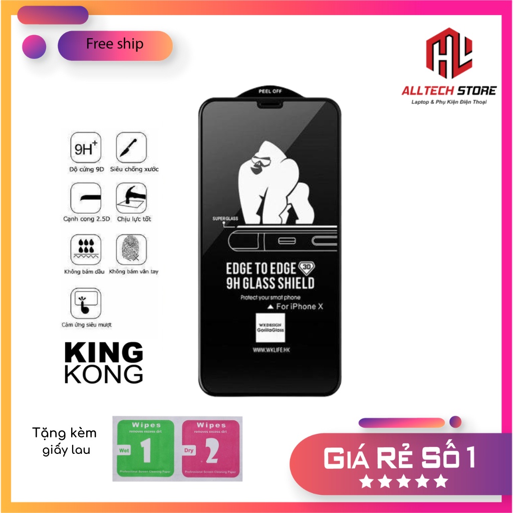 Kính cường lực iphone King Kong X/Xs/Xsmax/11/11pro/11promax/12/12pro/12promax/13/13pro/13promax/14pro/14plus/14promax