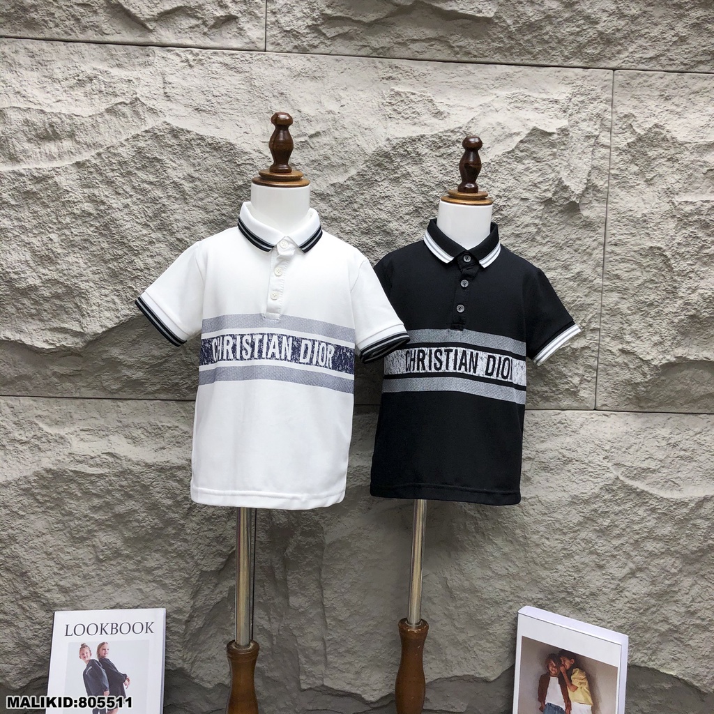 Áo phông polo Dior phối 2 màu bé trai