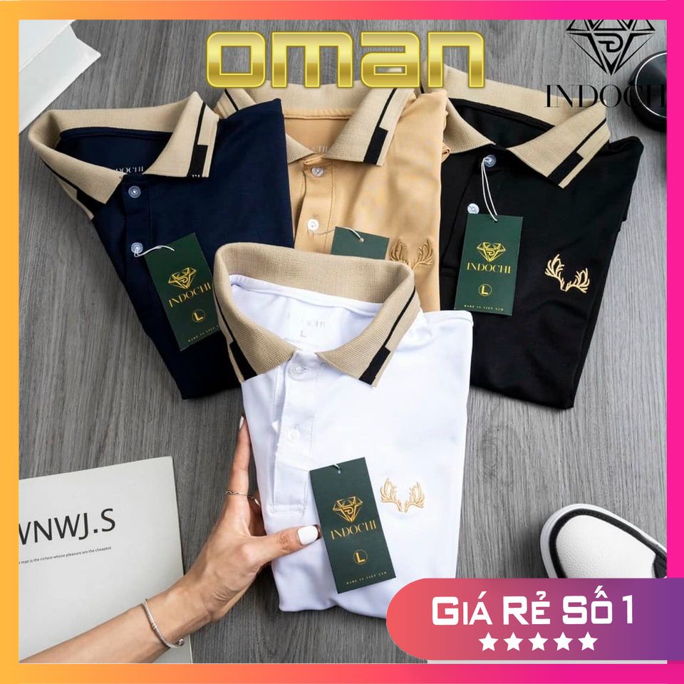 Áo polo cotton cá sấu thêu sừng hươu cao cấp, Áo polo co dãn 4 chiều thoáng mát AT11 - OMAN