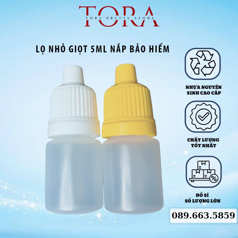 Lọ nhựa rỗng 5ml (100 lọ) nắp bảo hiểm , chai nhựa nhỏ giọt 5ml hàng loại 1 siêu dày