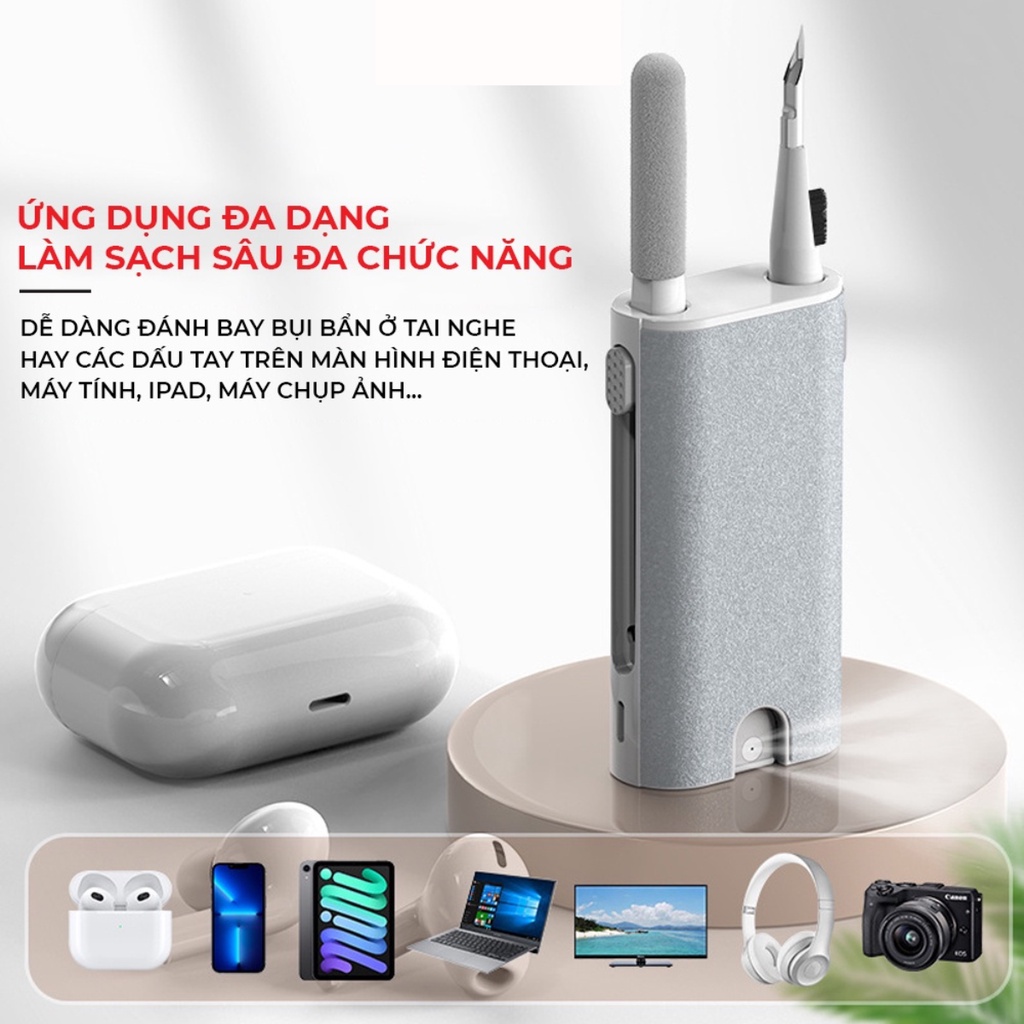 Bộ Dụng Cụ Vệ Sinh Laptop Modeco Máy Tính  Bàn Phím Tai Nghe Airpod Đa Năng 8 In 1 Siêu Nhỏ Gọn Nhựa Abs Cao Cấp