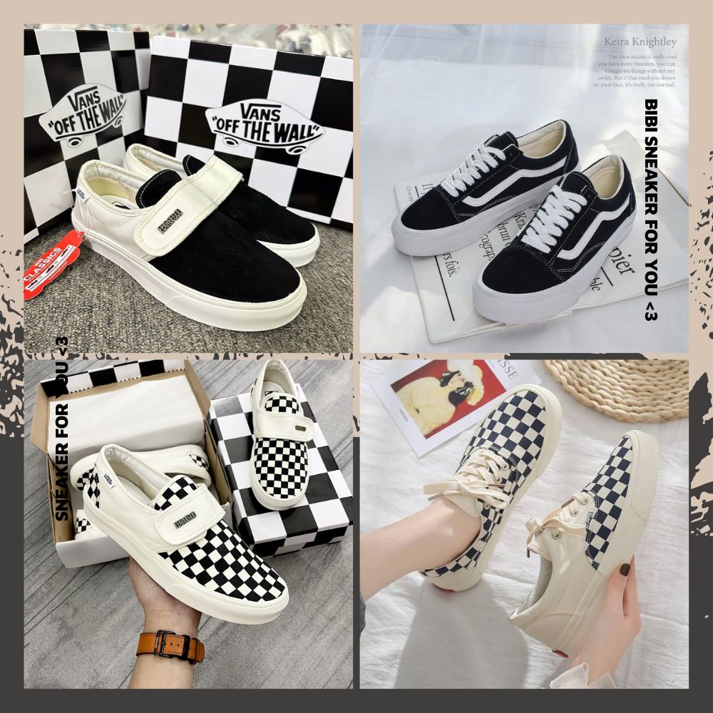 Giày Vans Caro Nam Nữ, Giày Vans Dây Buộc Hàng Đẹp Full Box Bill - BIBISNEAKER