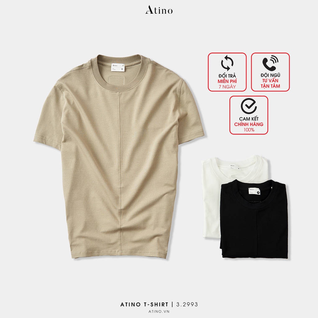 Áo Phông Tay Ngắn Cổ Tròn In Chữ THE ATINO chất liệu Cotton thoáng mát bền form Regular AP3.2993