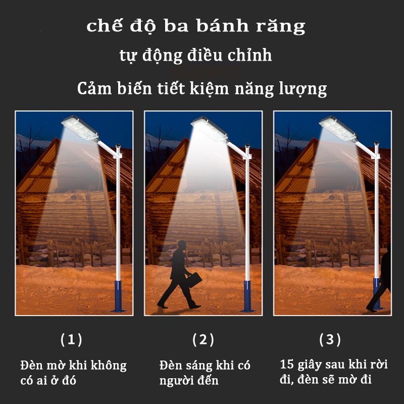 Đèn năng lượng mặt trời 600W 300w 200w có remote sáng liên tục chuyên công trình đèn đường sân vườn,Cảm Biến Chuyển Động