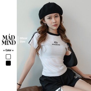 MADMIND | Form Body | MM Era - Áo Thun Phối 2 Sọc Tay Ngắn, Premium Cotton Màu Đen / Trắng