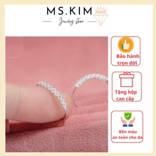 Nhẫn bạc ta đính đá hình thoi tinh tế nhẹ nhàng nữ tính - KIM JEWELRY