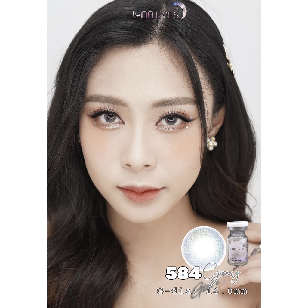 [1 year] Kính áp tròng LUNA EYES 584 GRAY - Lens size nhỏ