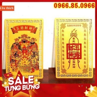 Linh Phù Ngũ Lộ Thần Tài bằng Kim Loại kèm miếng dán thần tài