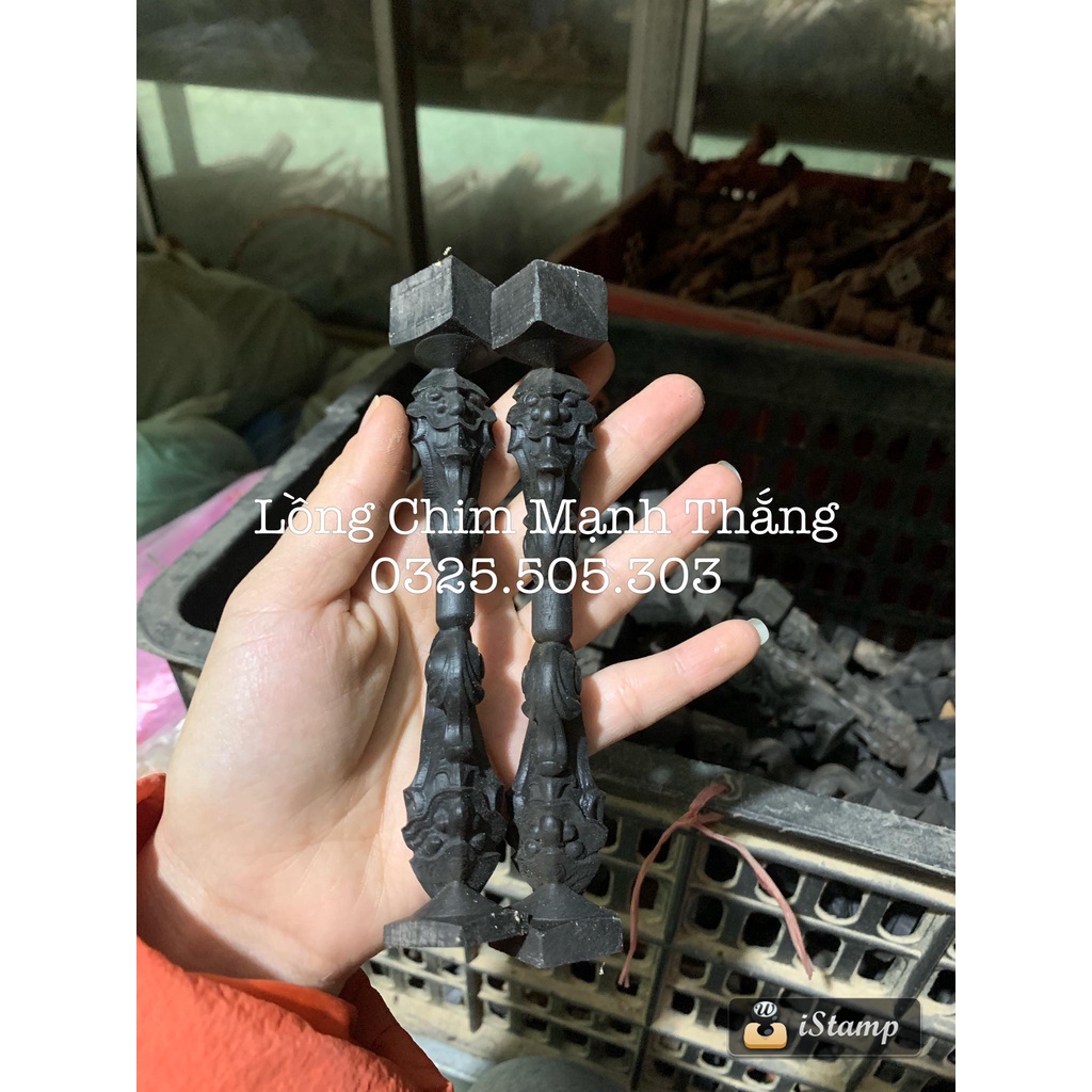 Bộ 4 chiếc chân quỳ gỗ mun đục CNC sắc nét hàng loại 1 phụ kiện lồng chim chào mào cao cấp