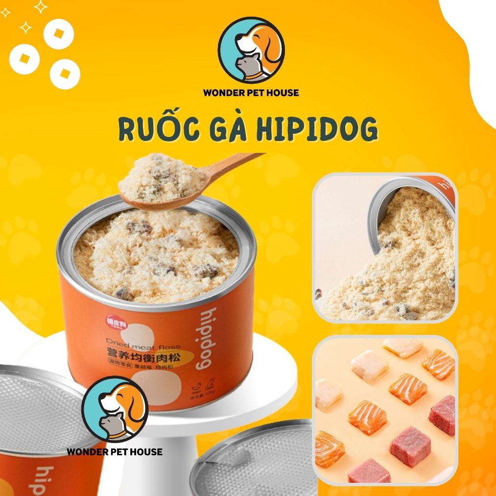Ruốc Gà Chà Bông Hipidog Cho Chó Mèo Giúp Ăn Ngon Miệng Hơn