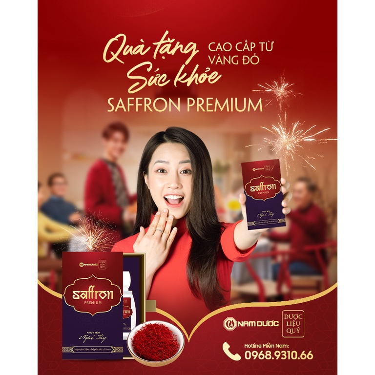 Saffron Premium Nam Dược, hộp 1g, Nhụy hoa nghệ tây nhập khẩu Iran, làm đẹp da, chống lão hóa, ngủ ngon