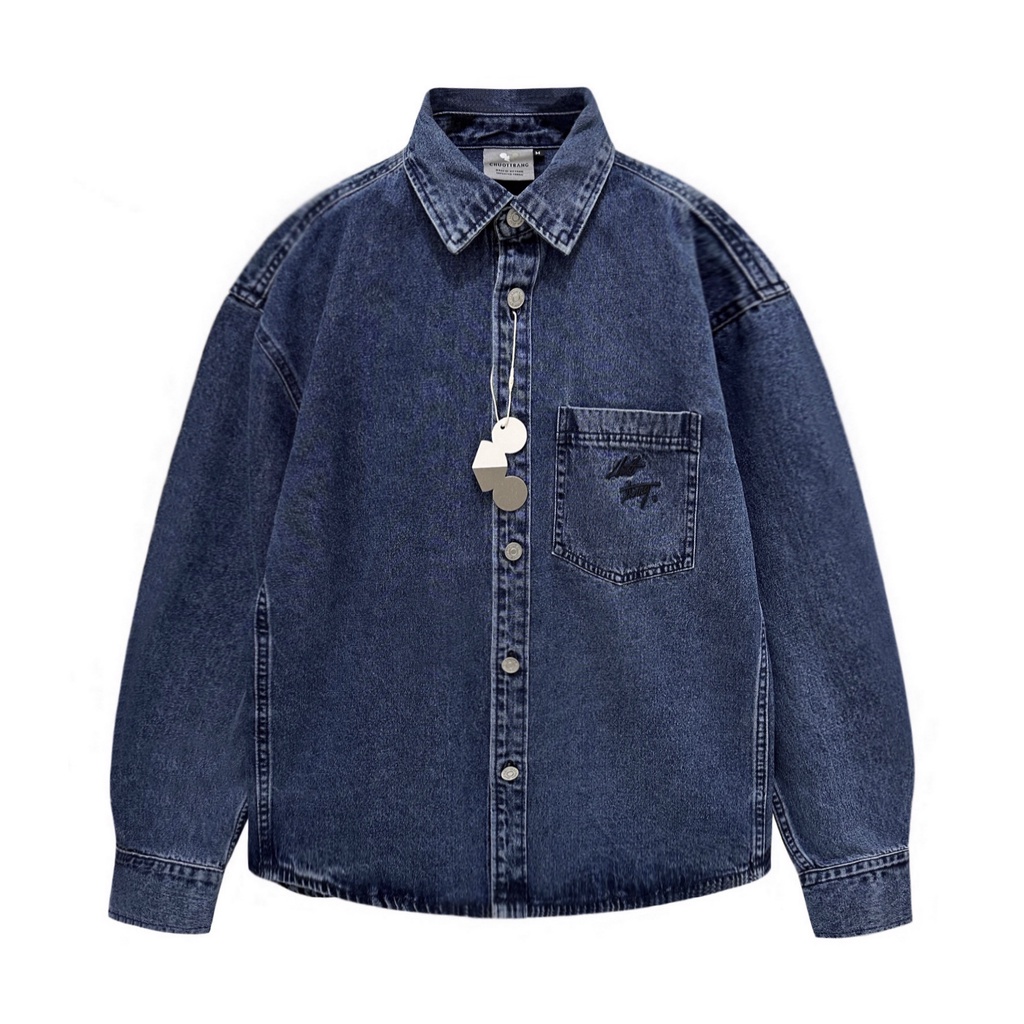 SƠ MI DENIM xanh đậm - Khoác Jean CHUOT TRANG