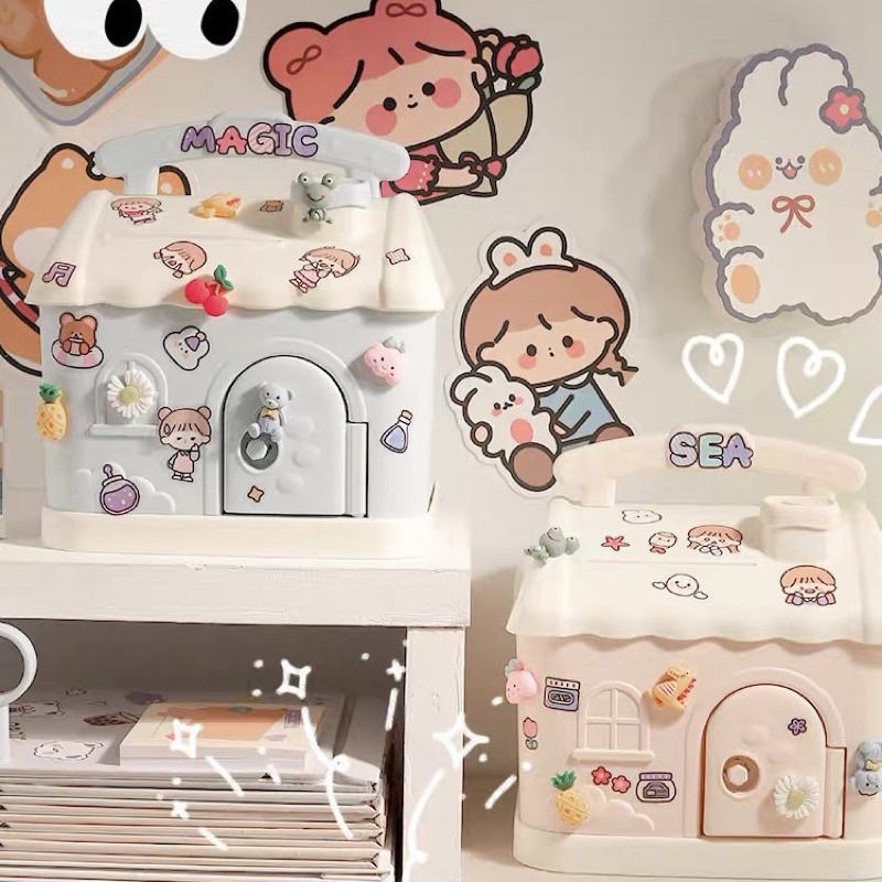 Hộp tiết kiệm dễ thương kèm sticker 3d