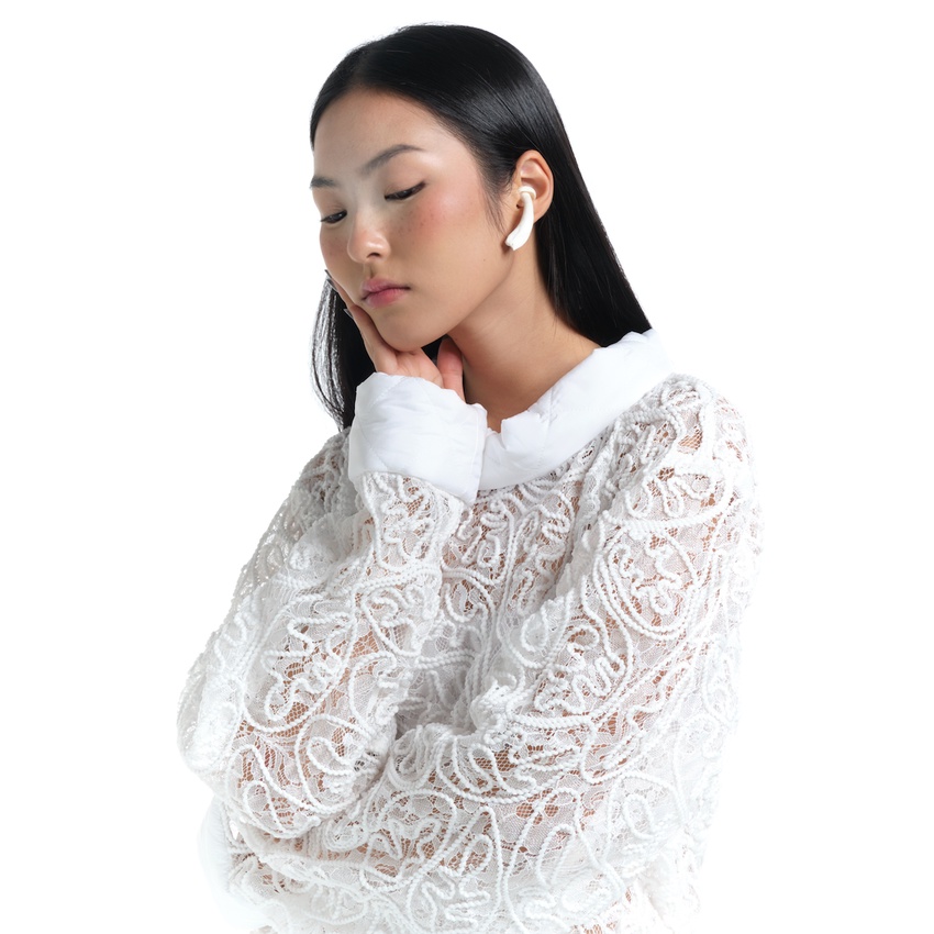 Áo phao ren HeartBurn trắng  không kèm bra