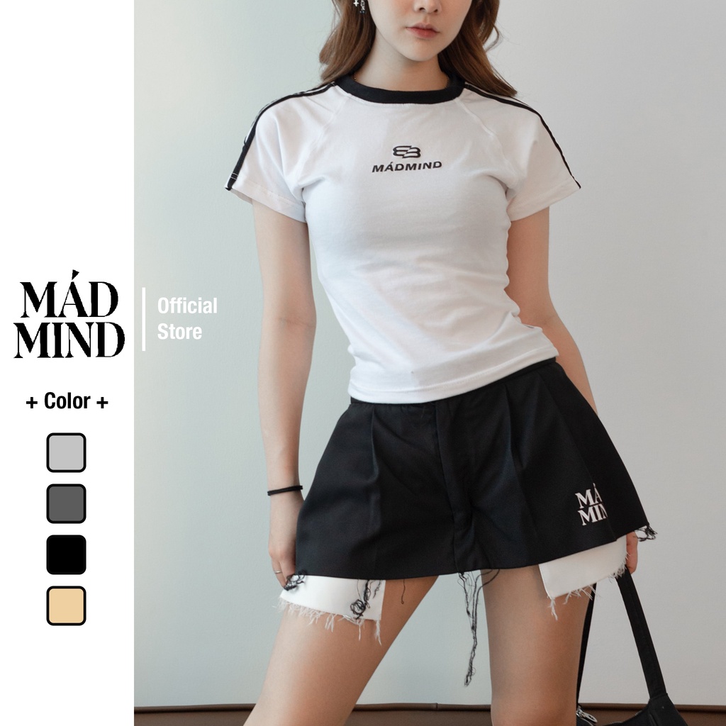 MADMIND | Váy Xếp Ly Micro Mini Skirt Màu Đen / Xám Đậm / Nâu / Xám - Có Quần Bảo Hộ