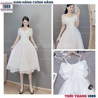Váy trễ vai công chúa voan tơ 2 lớp tiểu thư bánh bèo dễ thương ,đầm dự tiệc sang chảnh đính ngọc siêu xinh -PHƯƠNG 1989