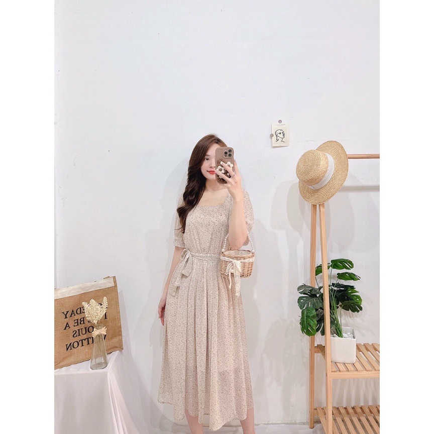 ĐẦM HOA NHÍ EO THUN - Hình Shop Chụp Thật