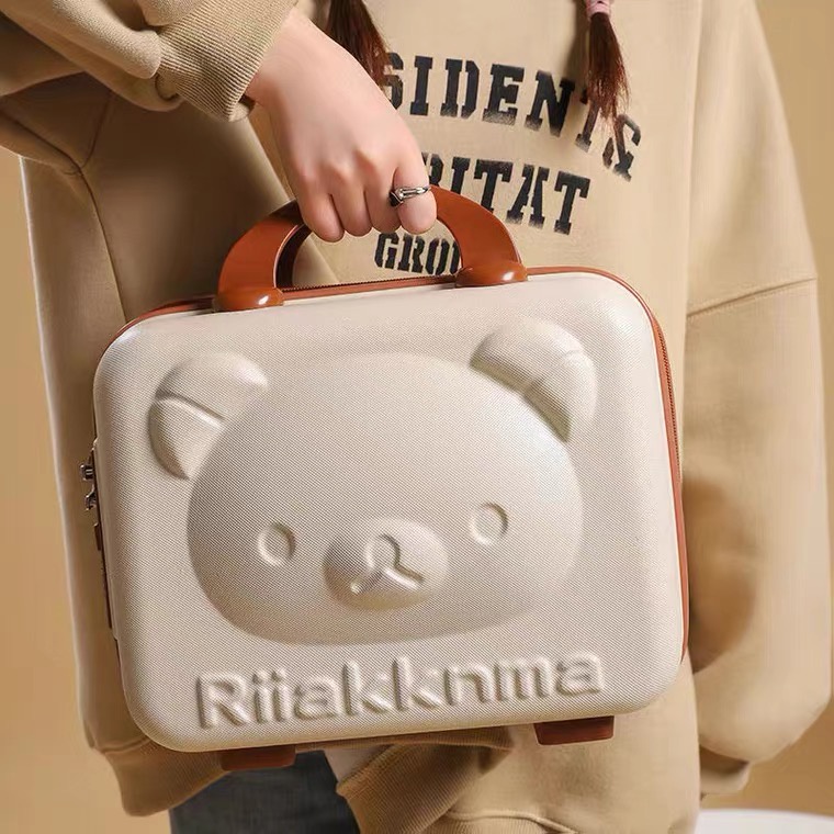 ❤ Hành lý xách tay Túi mỹ phẩm 3D Hoạt hình Mẫu thỏ Hộp đựng đồ trang điểm cho nữ sinh