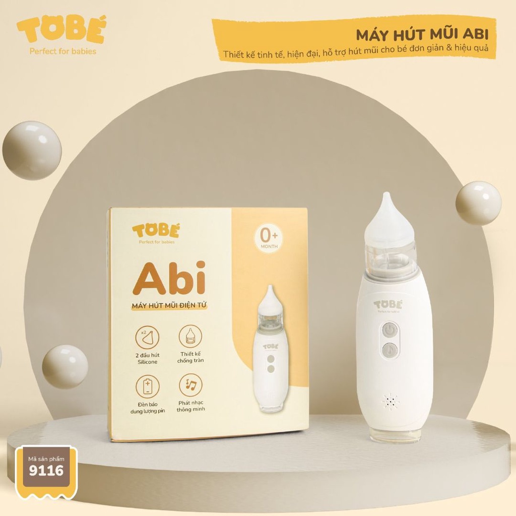 Máy Hút Mũi Thông Minh ABI Tobe 9116, Máy Hút Mũi Điện Tử 2 Đầu Hút Silicon Mềm Mại Dễ Thao Tác Có Phụ Kiện Đi Kèm