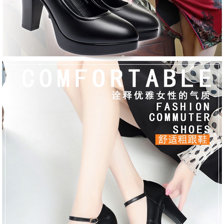 Giày Cao Gót Da Mềm Đế Dày Thoải Mái Chống Trượt Phối Khóa Cài Thời Trang Cho Nữ