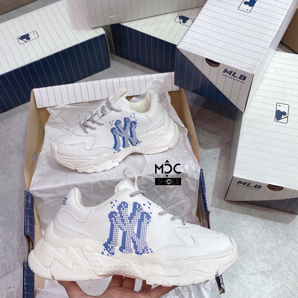 *CHÍNH HÃNG* Giày thể thao Sneaker MLB Chunky New York 3D màu Xanh Blue - Code: 3ASHC101N