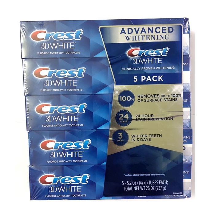 Kem đánh răng Crest 3D White Advanced Triple Whitening 158g - Mỹ