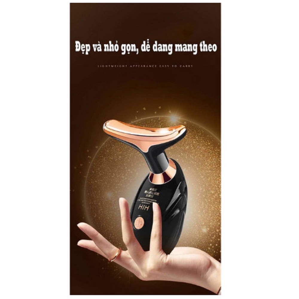 Máy massage nâng cơ mặt làm giảm nọng cằm dùng tinh chất mát xa mặt cổ HIH, Máy mát xa cổ mặt cằm dùng pin