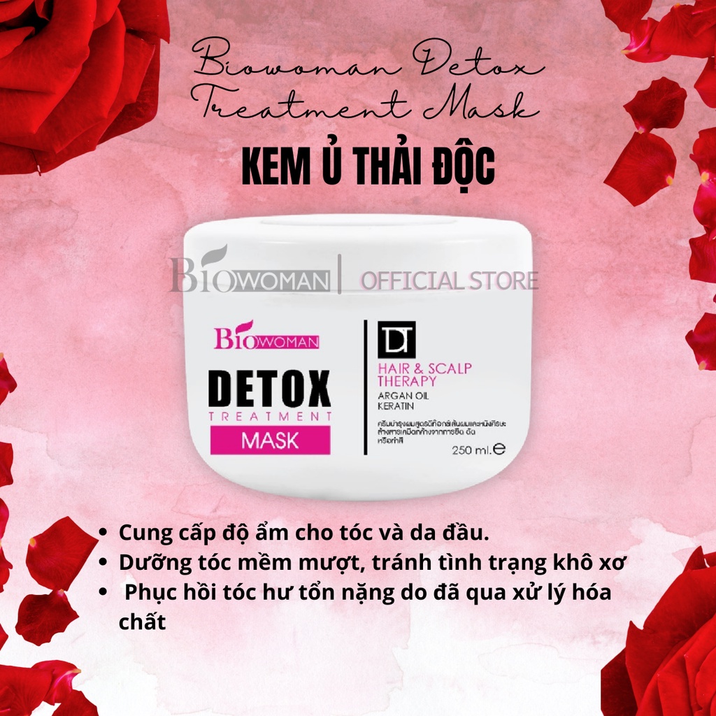 Kem ủ dưỡng tóc Biowoman Detox Treatment Hair & Scalpt Therapy Mask Keratin cao cấp phục hồi tóc hư tổn 250ml