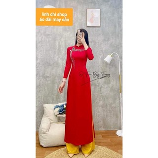 áo dài may sẵn hoa sen đẹp
