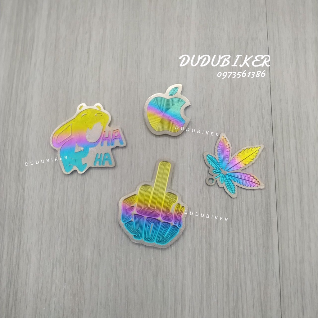 Tem titan logo stickers Mèo Thần Tài, Mèo tròn, Chó haha, Ngón tay, Lá cỏ, Quả táo