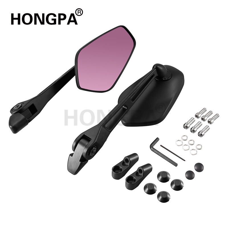 Gương Chiếu Hậu Bằng Nhôm Chống Lóa Màu Xanh Dương / Tím Thông Dụng Gắn Tay Lái Xe Máy