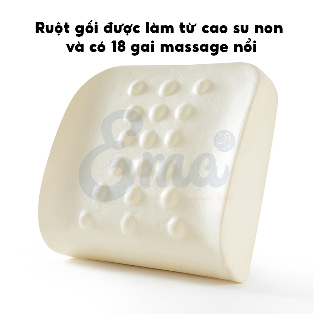 Gối tựa lưng văn phòng cao su non có gai massage Ema -Giúp giảm đau cột sống, thắt lưng- Kích thước 40x35x10cm