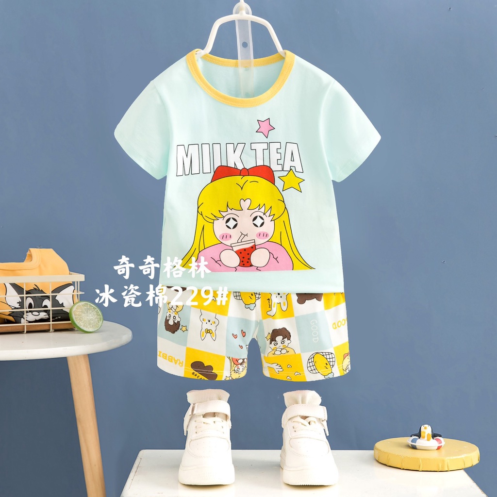 Đồ bộ xuất hàn QiQi cho bé gái – Cotton 4 chiều