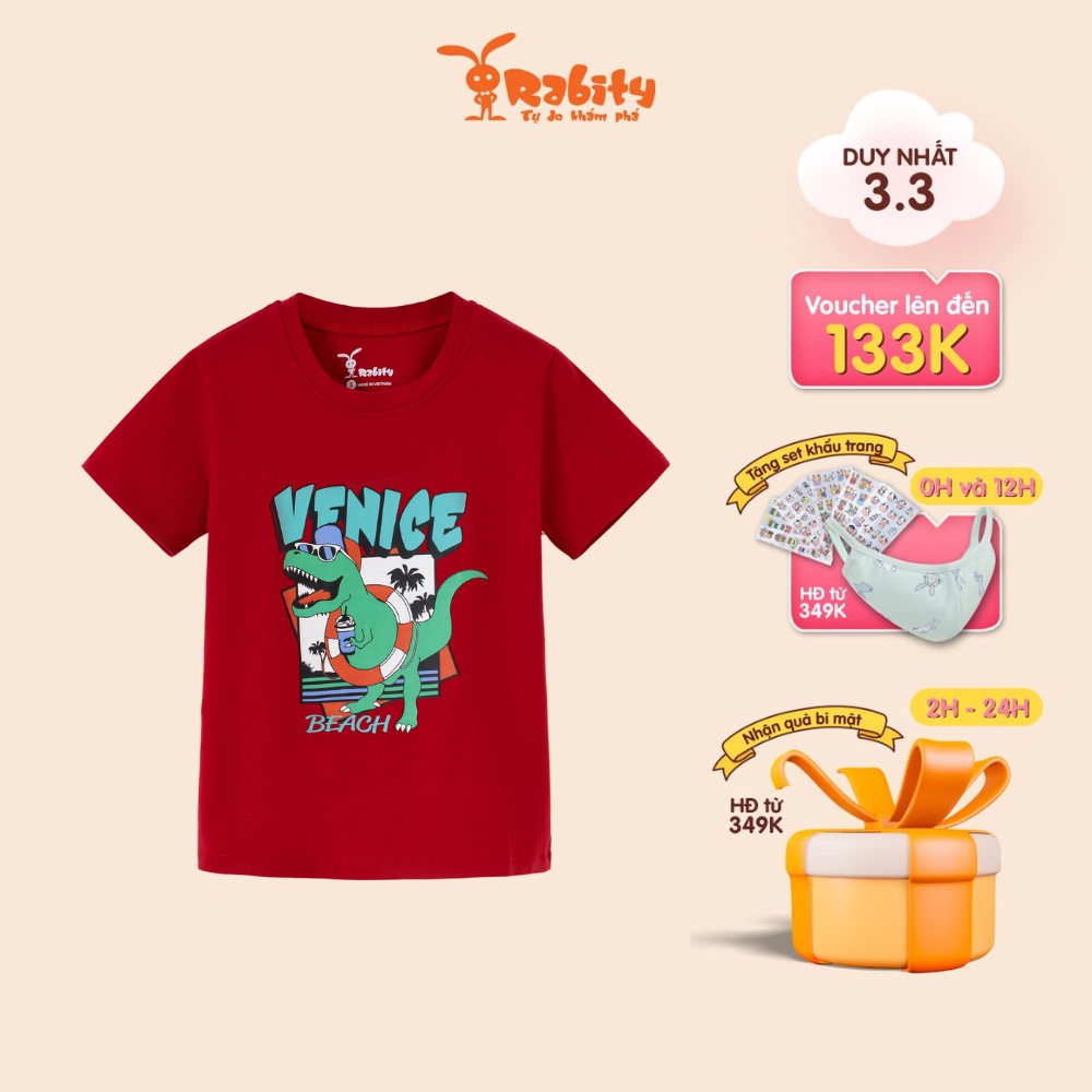 Áo thun cho bé gái và bé trai ngắn tay Rabity phông cotton trẻ em co giãn nhiều màu sắc đẹp 92257