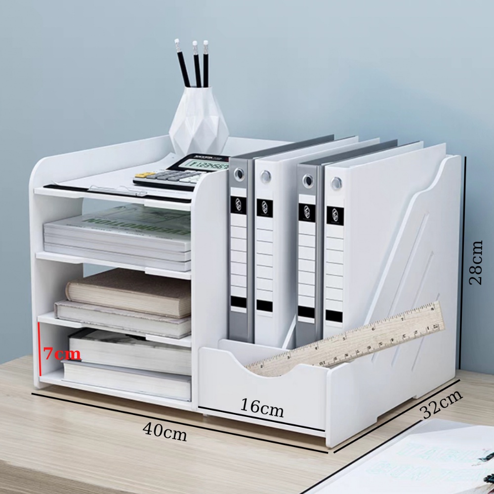 Kệ đựng tài liệu, đựng giấy a3 a4, kệ đựng sách để bàn chất liệu gỗ nhựa dễ vệ sinh lau chùi