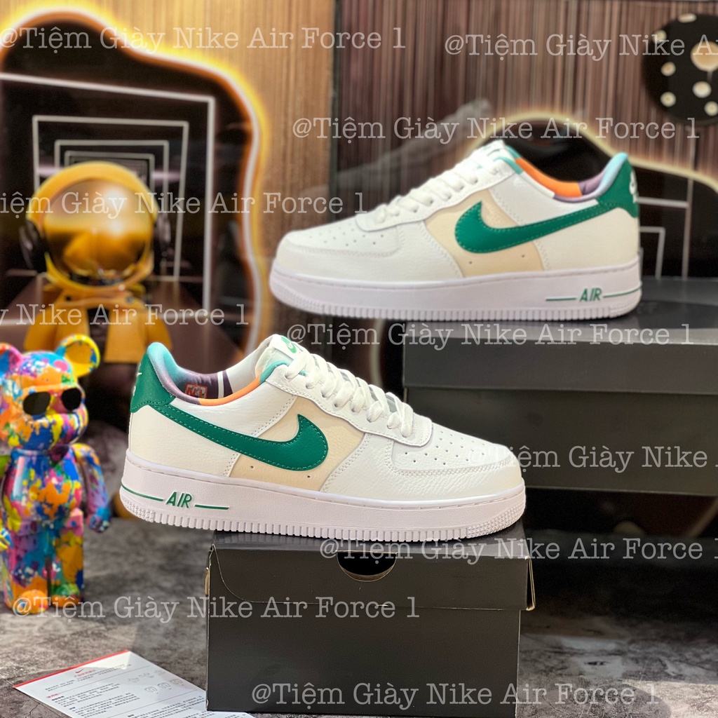 Giày Thể Thao Air Force 1 Low White Malachite Green Giày Af1 Cổ Thấp Trắng Gót Xanh Lá