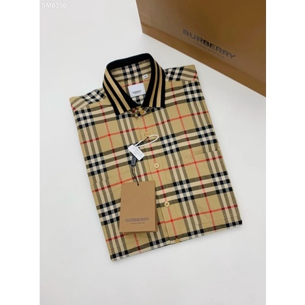 Áo sơ mi Burberry cotton poplin cổ điển phối bo tay và cổ Hot 2023 | BigBuy360 - bigbuy360.vn