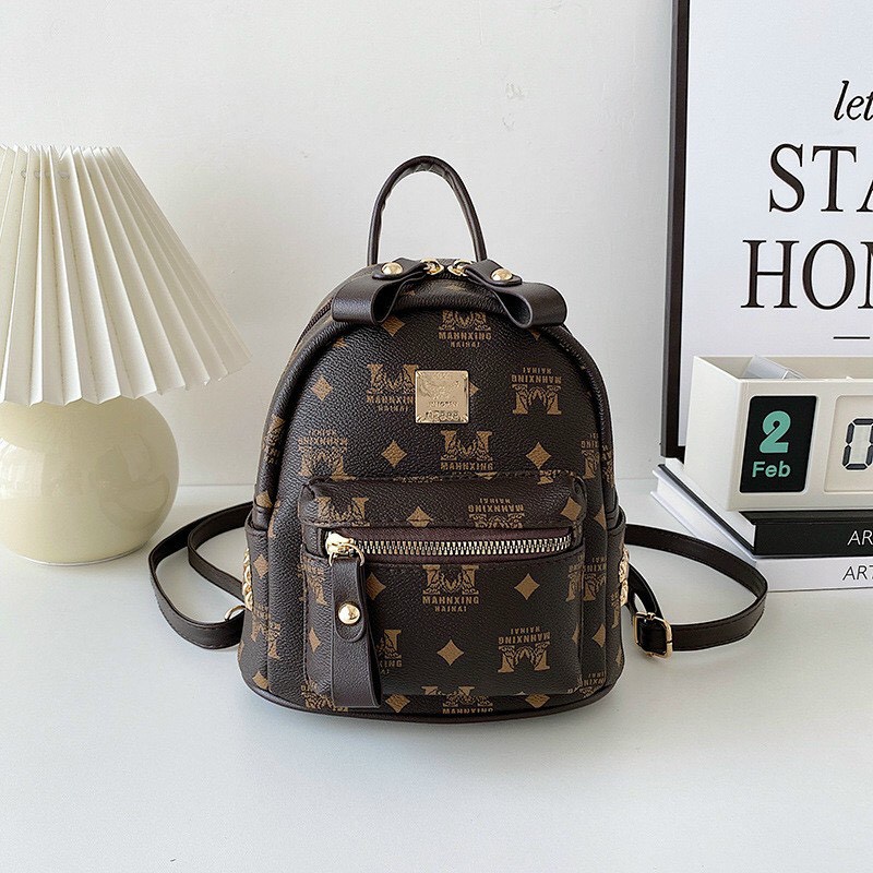 Balo thời trang mini 18x23 in họa tiết chữ, Balo mini đi học đi chơi cute TX127