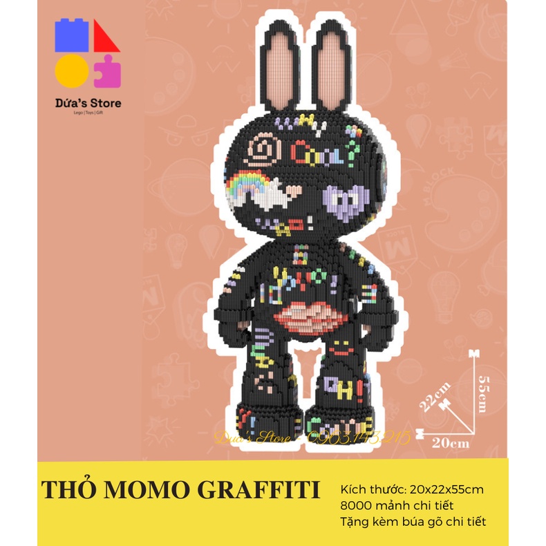 Mô hình lắp ráp thỏ momo 55cm hãng mpin bộ xếp hình to cỡ lớn